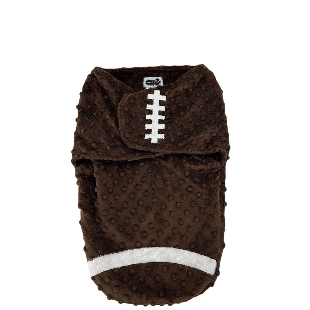 Mud Pie Baby Football Swaddle Blanket 0-3 Months Brown Unisex